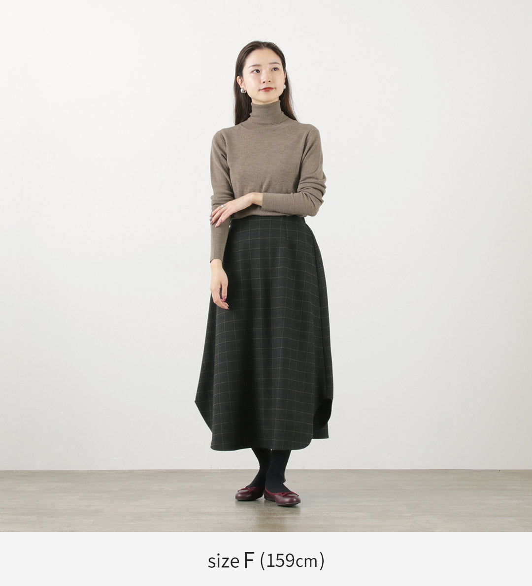 COMMENCEMENT（コメンスメント） チェックスカート / ボトムス ロングスカート 柄 ウエストゴム 伸縮 ストレッチ 日本製 Check Skirt