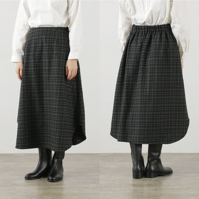 COMMENCEMENT（コメンスメント） チェックスカート / ボトムス ロングスカート 柄 ウエストゴム 伸縮 ストレッチ 日本製 Check Skirt