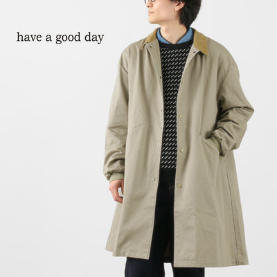 HAVE A GOOD DAY（ハブアグッドデイ） チノコート / メンズ レディース ユニセックス アウター ステンカラー バルカラー リブ 日本製 Chino coat