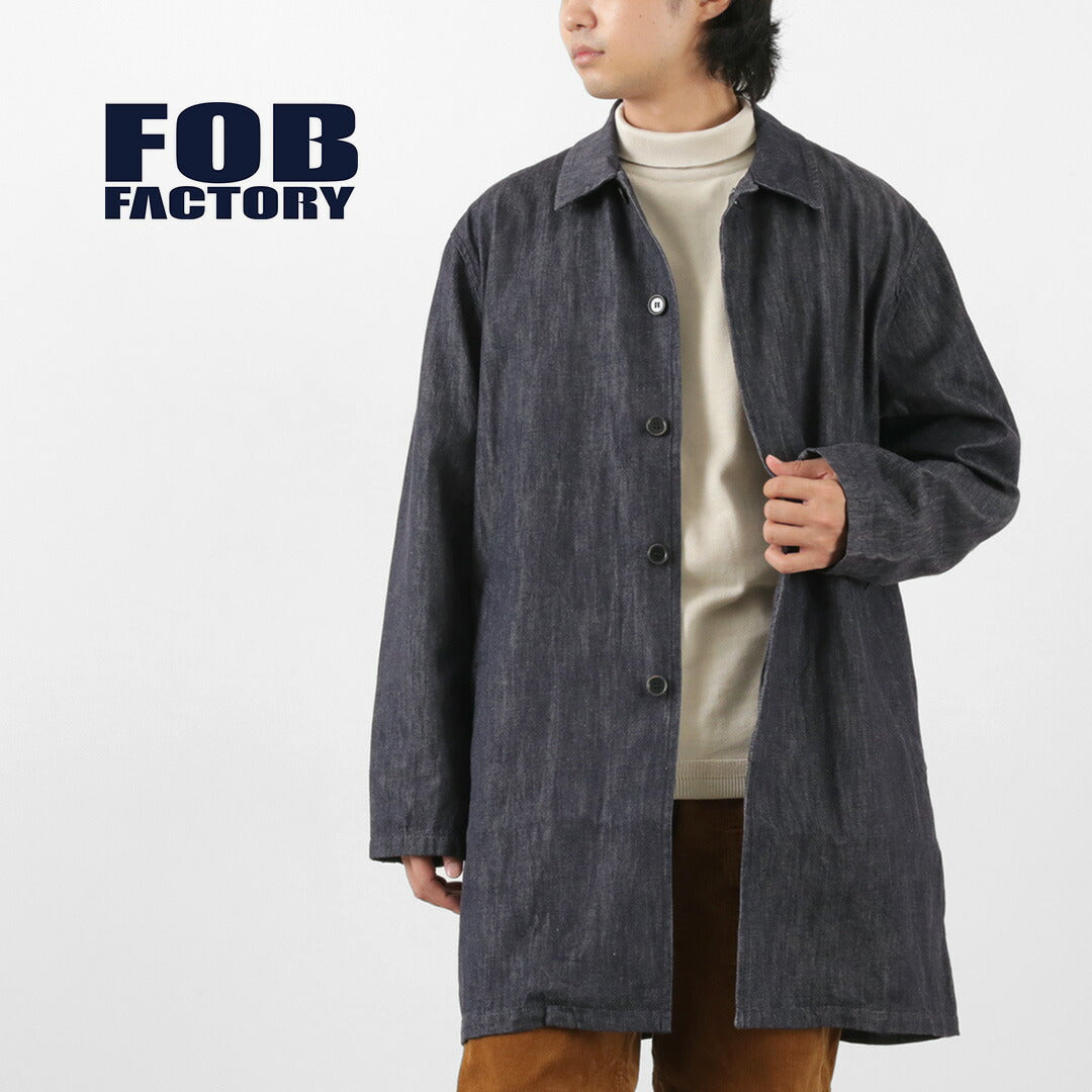 FOB FACTORY（FOBファクトリー） F2437 デニム バスク コート / メンズ ステンカラー バルカラー アウター 日本製 DENIM BASK COAT