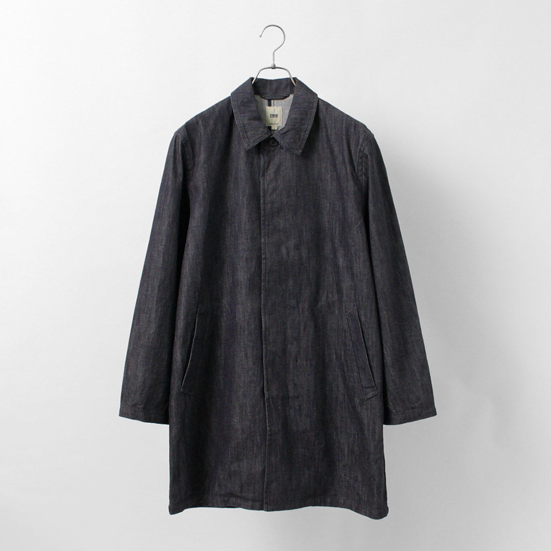 FOB FACTORY（FOBファクトリー） F2437 デニム バスク コート / メンズ ステンカラー バルカラー アウター 日本製 DENIM BASK COAT