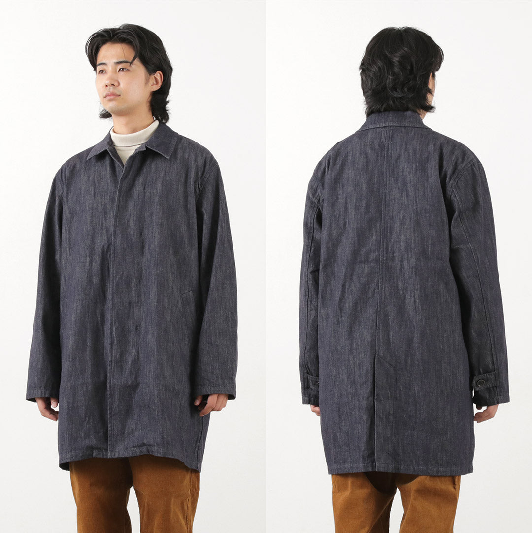 FOB FACTORY（FOBファクトリー） F2437 デニム バスク コート / メンズ ステンカラー バルカラー アウター 日本製 DENIM BASK COAT