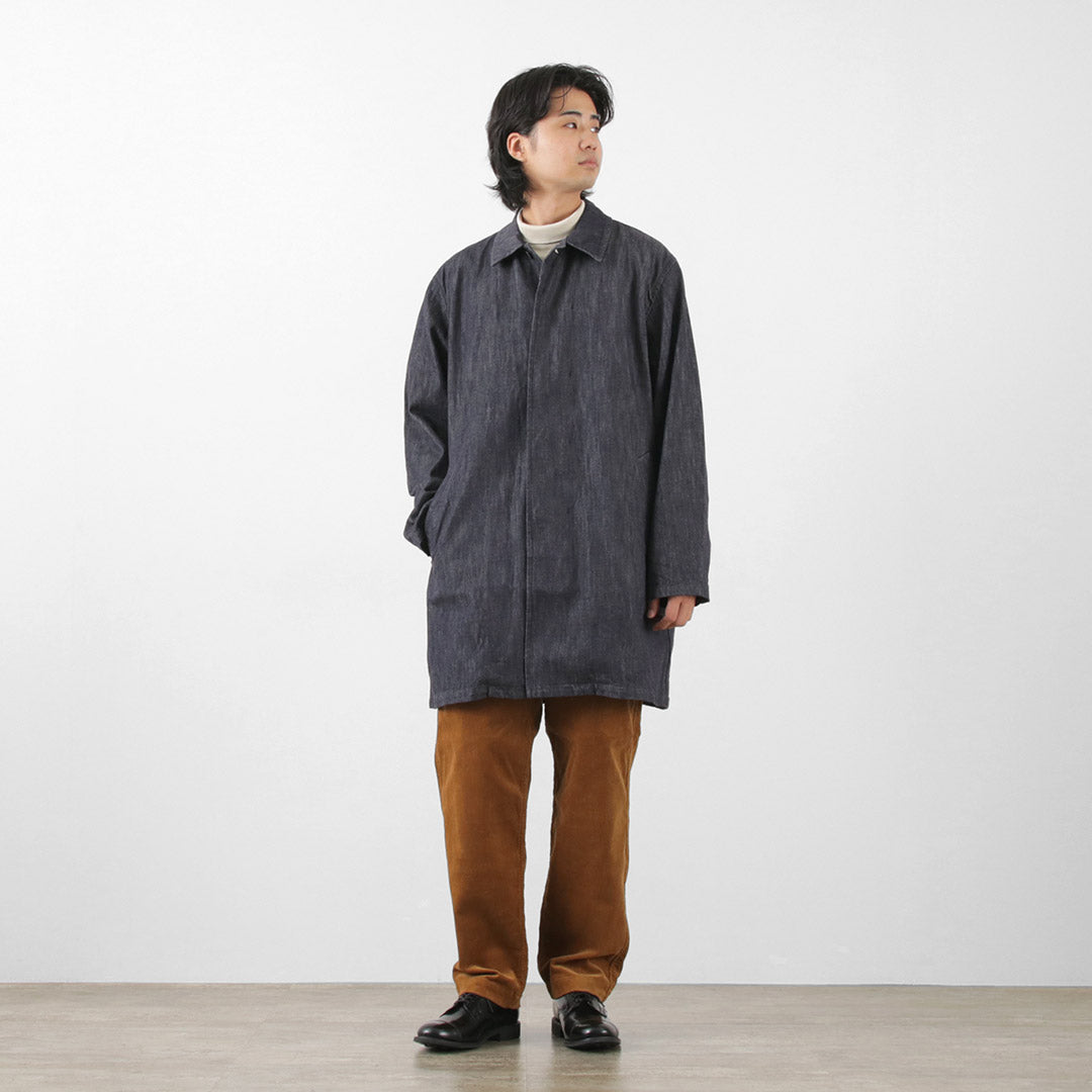 FOB FACTORY（FOBファクトリー） F2437 デニム バスク コート / メンズ ステンカラー バルカラー アウター 日本製 DENIM BASK COAT