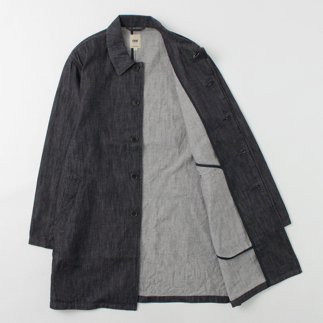 FOB FACTORY（FOBファクトリー） F2437 デニム バスク コート / メンズ ステンカラー バルカラー アウター 日本製 DENIM BASK COAT