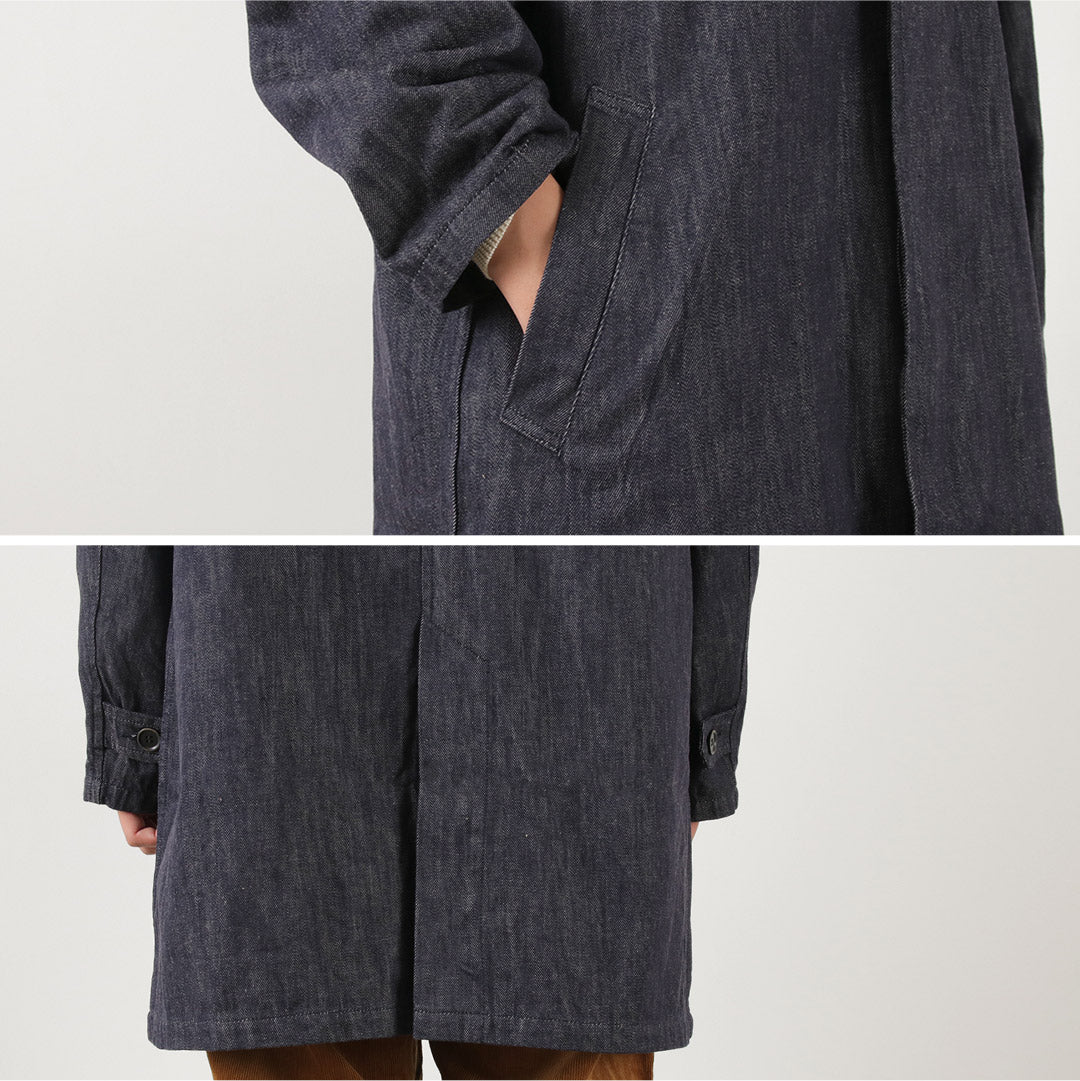 FOB FACTORY（FOBファクトリー） F2437 デニム バスク コート / メンズ ステンカラー バルカラー アウター 日本製 DENIM BASK COAT