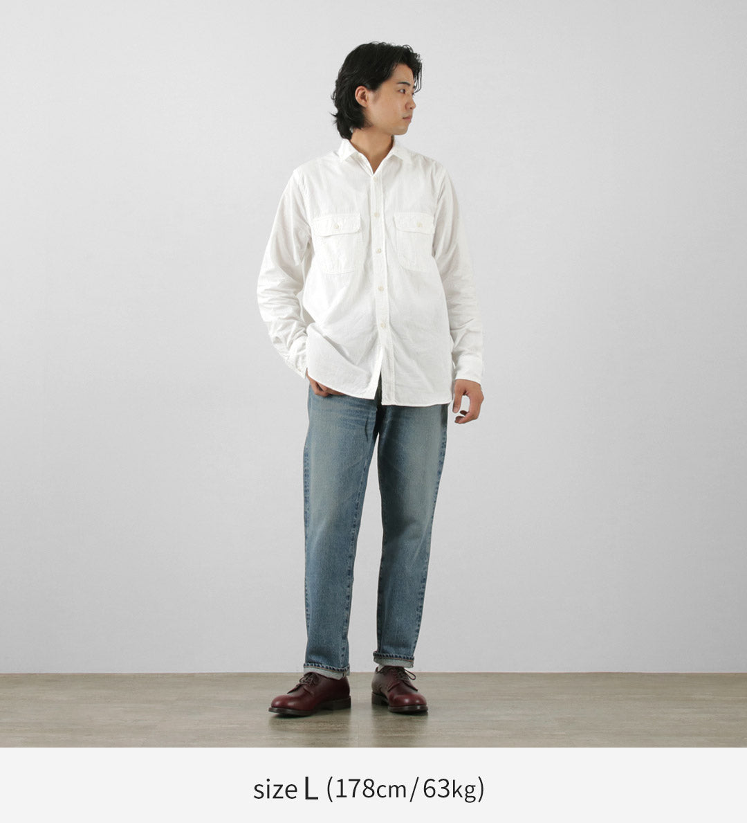 FOB FACTORY（FOBファクトリー） FF3496 オックス ワークシャツ / メンズ 長袖 綿 コットン 日本製 OX WORK SHIRT