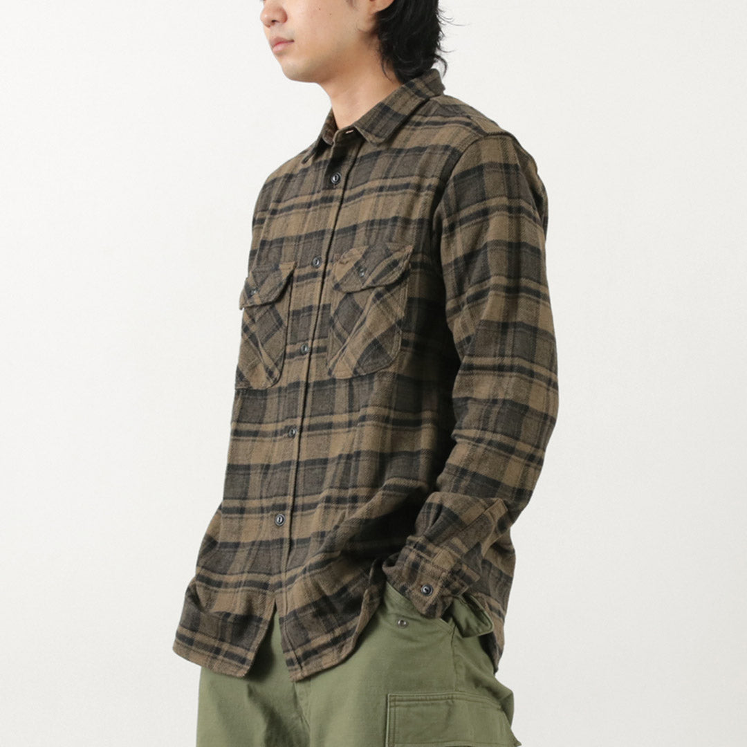 FOB FACTORY（FOBファクトリー） F3497 ネルチェック ワークシャツ / メンズ 長袖 綿 コットン 柄 日本製 NEL CHECK WORK SHIRT