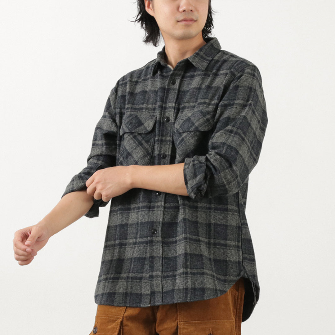 FOB FACTORY（FOBファクトリー） F3497 ネルチェック ワークシャツ / メンズ 長袖 綿 コットン 柄 日本製 NEL CHECK WORK SHIRT