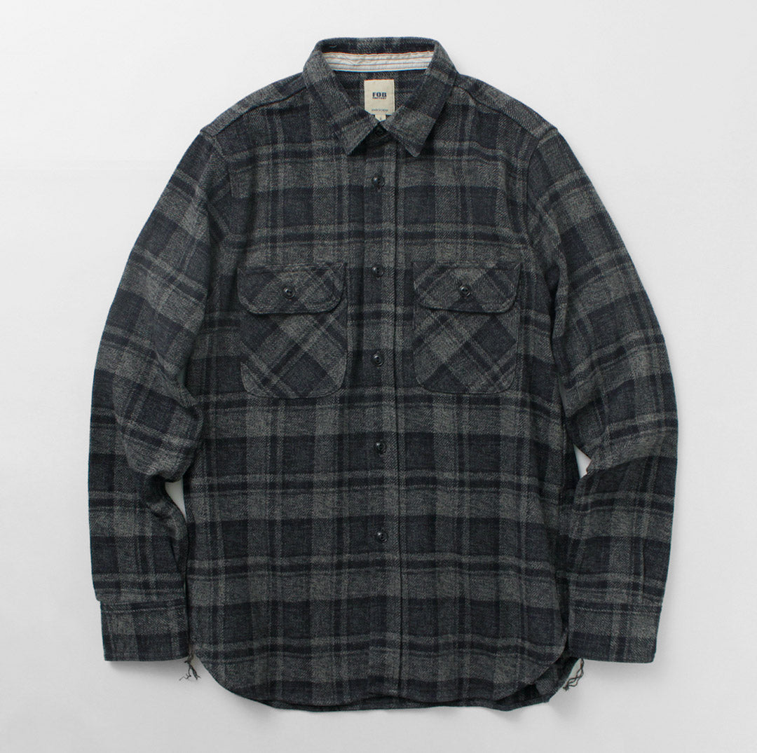 FOB FACTORY（FOBファクトリー） F3497 ネルチェック ワークシャツ / メンズ 長袖 綿 コットン 柄 日本製 NEL CHECK WORK SHIRT