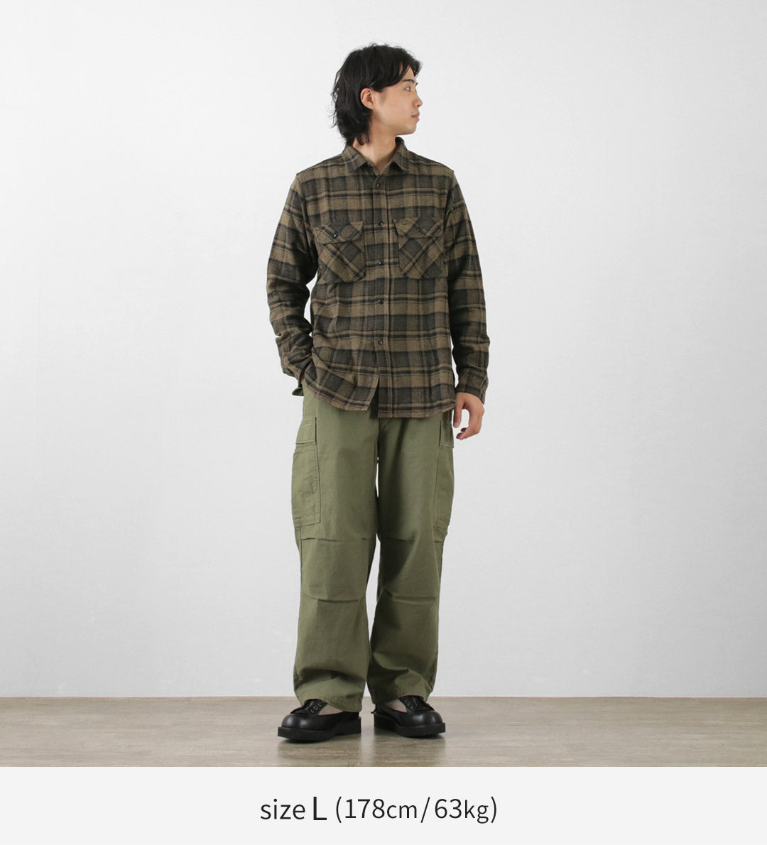 FOB FACTORY（FOBファクトリー） F3497 ネルチェック ワークシャツ / メンズ 長袖 綿 コットン 柄 日本製 NEL CHECK WORK SHIRT