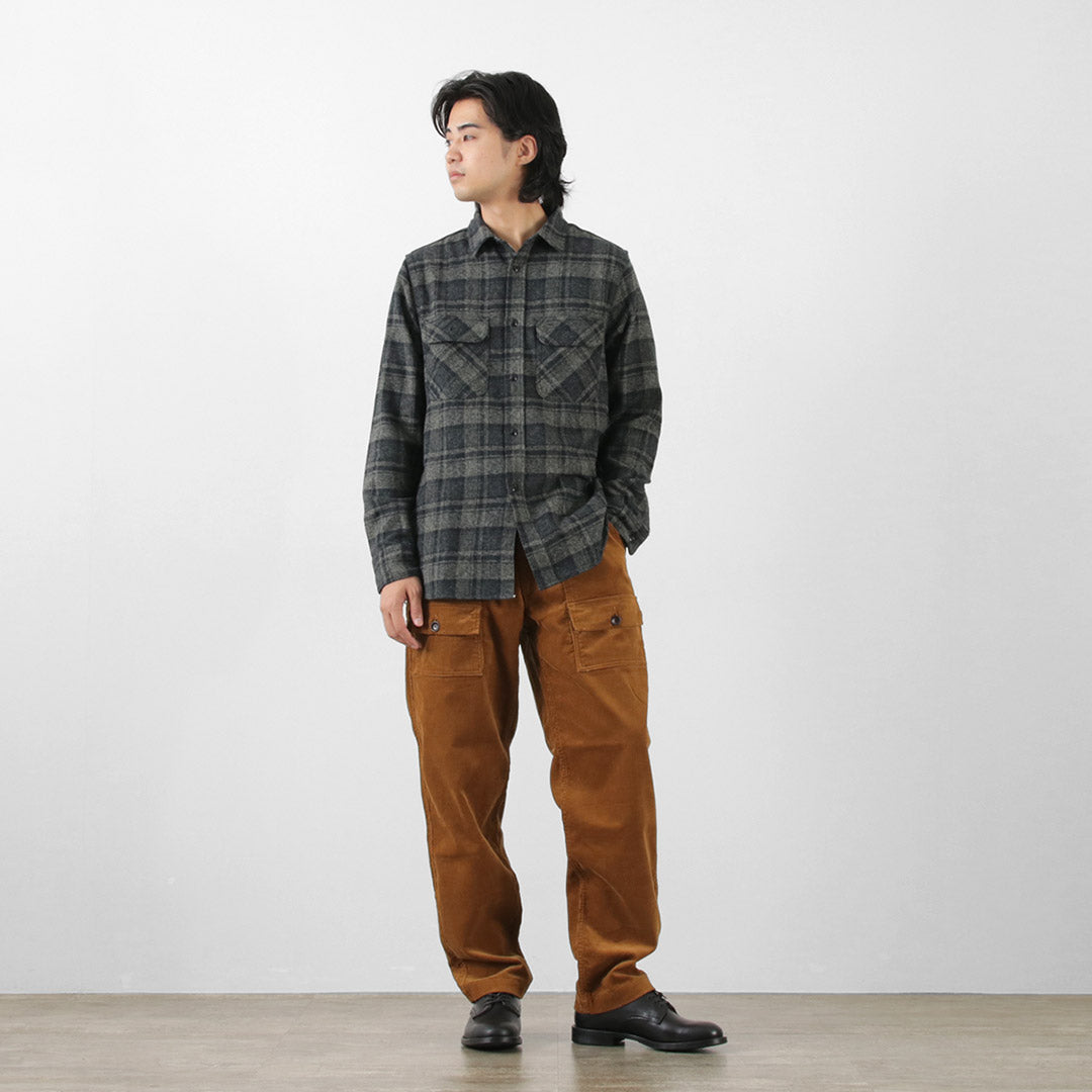 FOB FACTORY（FOBファクトリー） F3497 ネルチェック ワークシャツ / メンズ 長袖 綿 コットン 柄 日本製 NEL CHECK WORK SHIRT