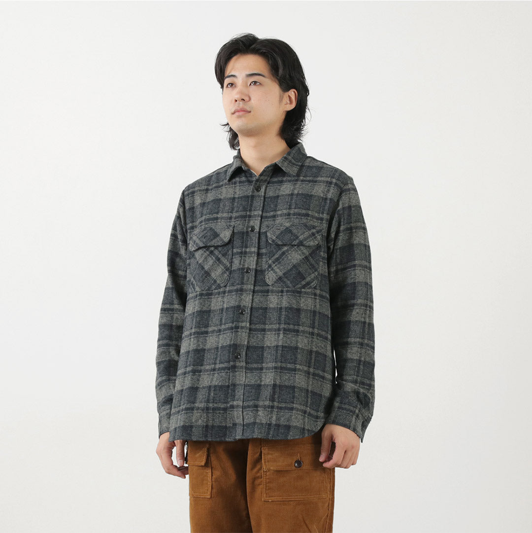 FOB FACTORY（FOBファクトリー） F3497 ネルチェック ワークシャツ / メンズ 長袖 綿 コットン 柄 日本製 NEL CHECK WORK SHIRT