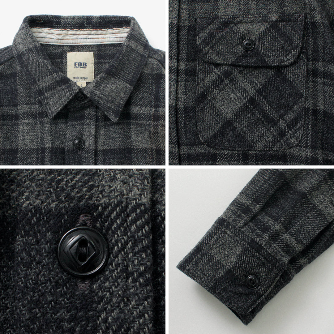 FOB FACTORY（FOBファクトリー） F3497 ネルチェック ワークシャツ / メンズ 長袖 綿 コットン 柄 日本製 NEL CHECK WORK SHIRT