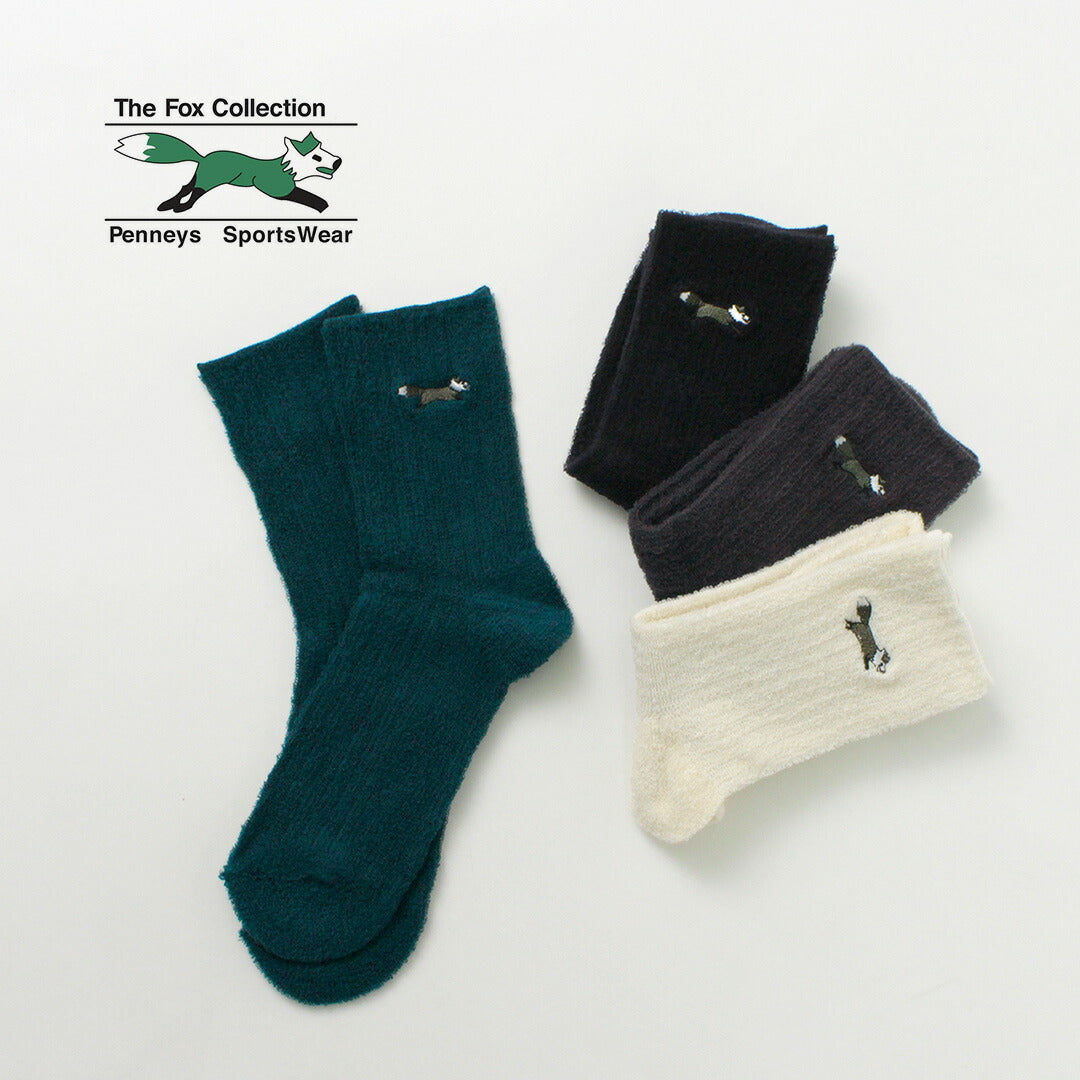 THE FOX（ザ フォックス） The Fox ワッペン ソックス / 靴下 リブ ロゴ レディース 吸湿 パイル コットン オールシーズン The Fox womens sox