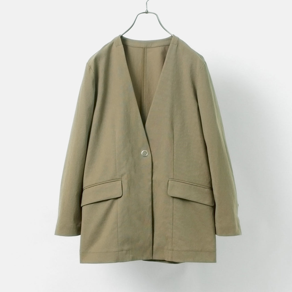 【50％OFF】JOHNBULL（ジョンブル） ノーカラージャケット / レディース ライトアウター カジュアル 無地 チェック柄 No Collar  Jacket【セール】