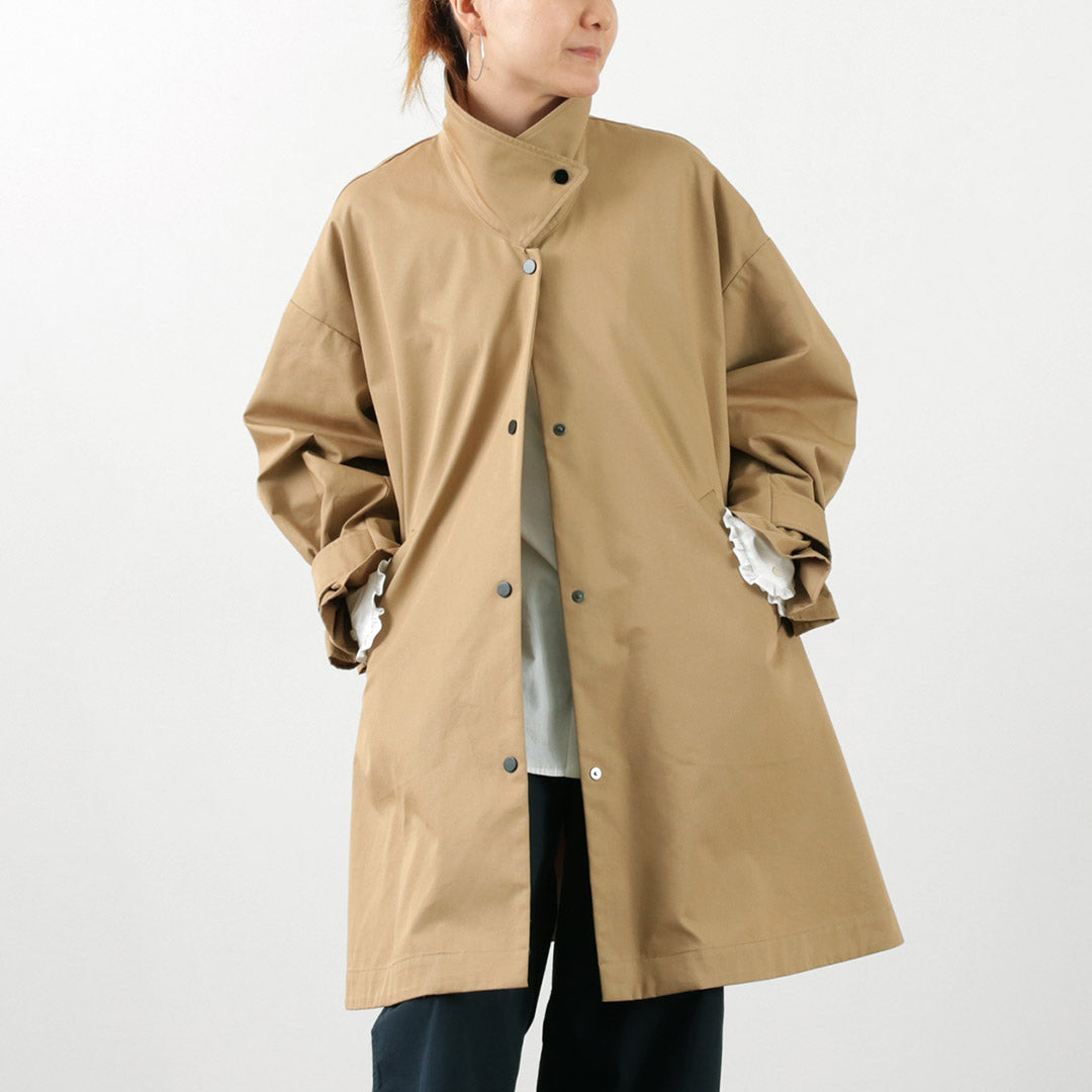 WHYTO.（ホワイト） テントラインコート / レディース ライトアウター ロング 長め 無地 スタンドカラー Tent Line Coat