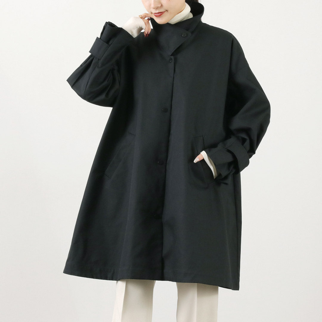 WHYTO.（ホワイト） テントラインコート / レディース ライトアウター ロング 長め 無地 スタンドカラー Tent Line Coat