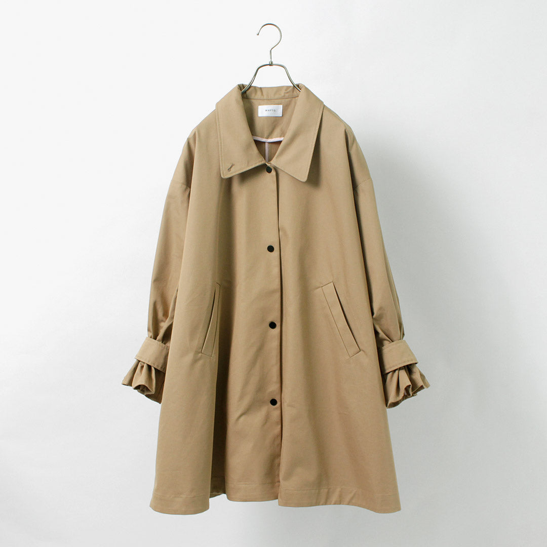 WHYTO.（ホワイト） テントラインコート / レディース ライトアウター ロング 長め 無地 スタンドカラー Tent Line Coat