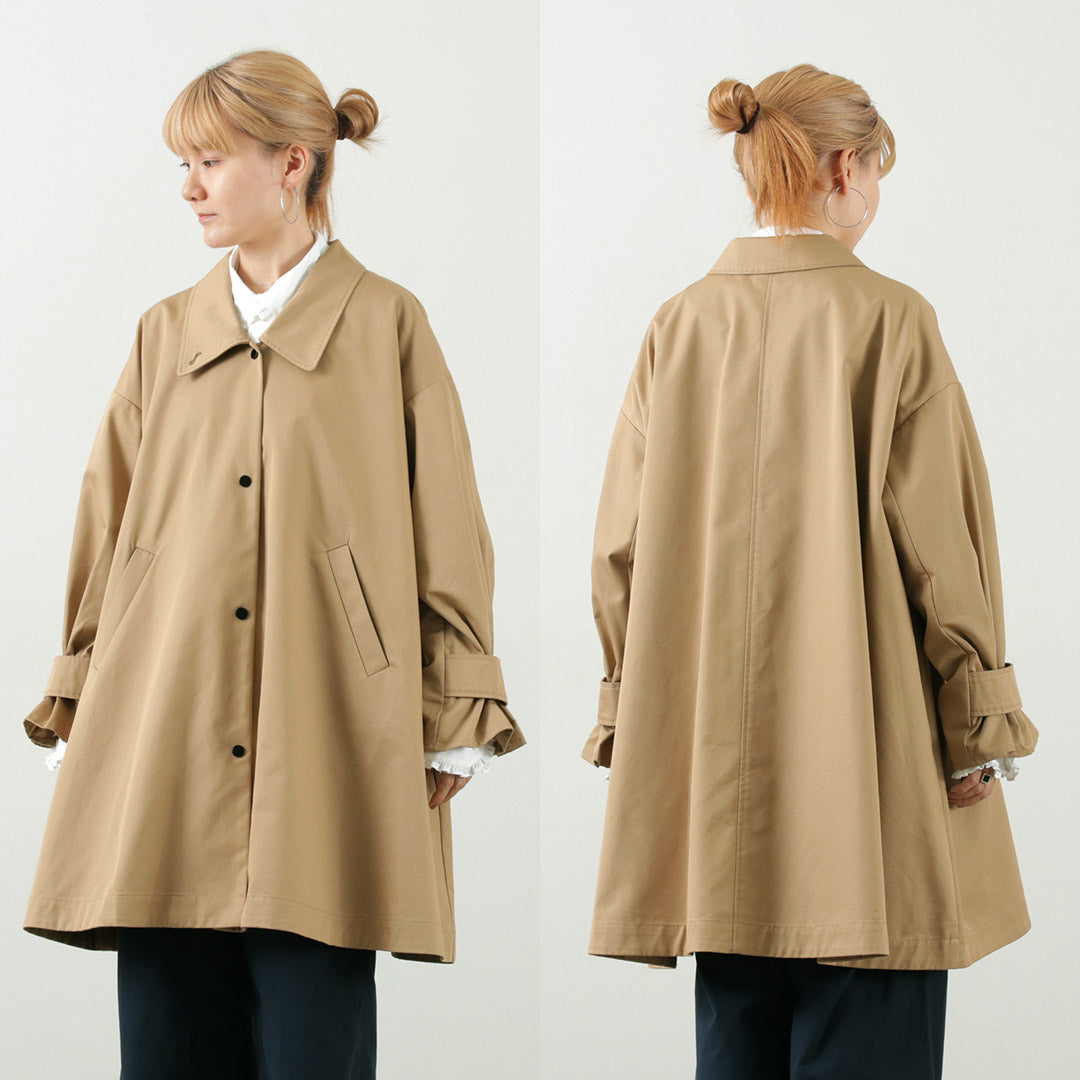 WHYTO.（ホワイト） テントラインコート / レディース ライトアウター ロング 長め 無地 スタンドカラー Tent Line Coat