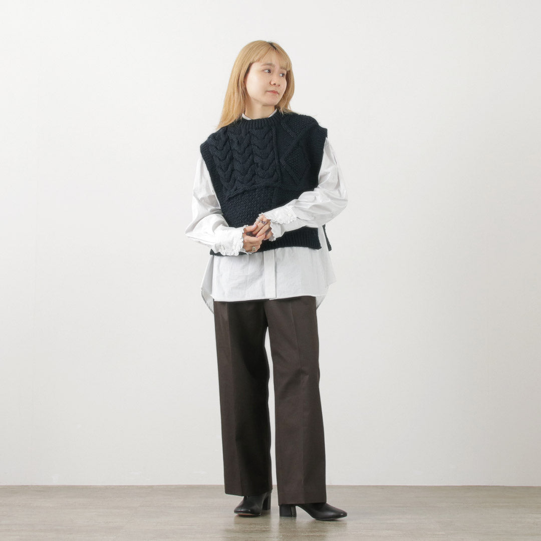 【30％OFF】KHA:KI（カーキ） ハンドニット ケーブル ベスト / レディース トップス ショート ハンドメンド ウール 羊毛 Hand Knit Cable Vest【セール】