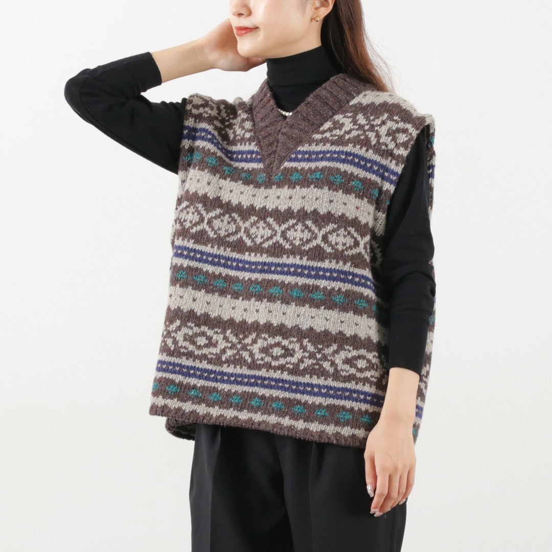 SHINZONE（シンゾーン） フェアアイル ベスト / レディース トップス ニット Vネック ウール 総柄 FAIR ISLE VEST