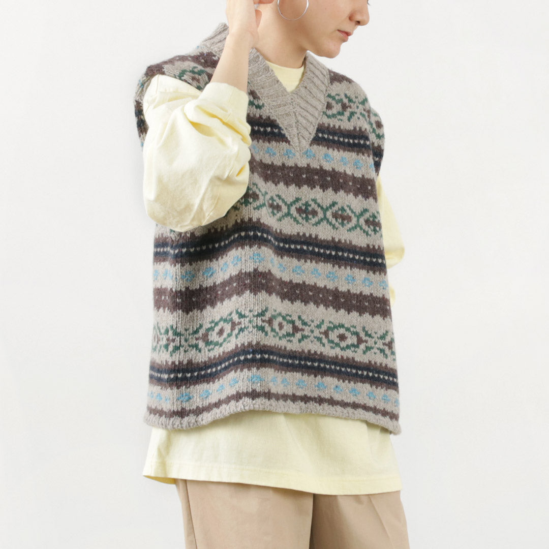 SHINZONE（シンゾーン） フェアアイル ベスト / レディース トップス ニット Vネック ウール 総柄 FAIR ISLE VEST