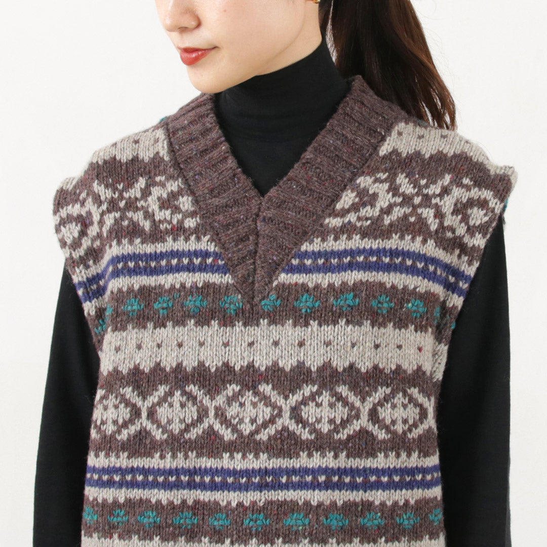 SHINZONE（シンゾーン） フェアアイル ベスト / レディース トップス ニット Vネック ウール 総柄 FAIR ISLE VEST