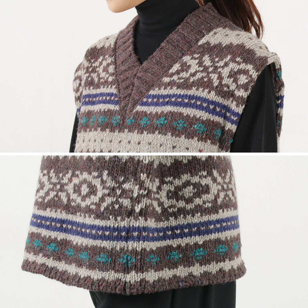 SHINZONE（シンゾーン） フェアアイル ベスト / レディース トップス ニット Vネック ウール 総柄 FAIR ISLE VEST