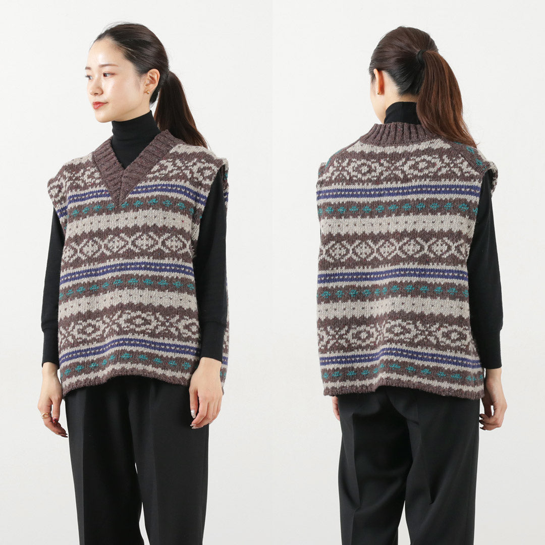 SHINZONE（シンゾーン） フェアアイル ベスト / レディース トップス ニット Vネック ウール 総柄 FAIR ISLE VEST