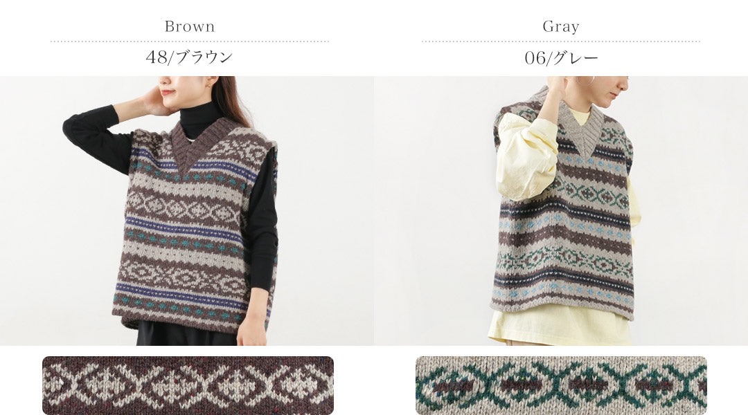 SHINZONE（シンゾーン） フェアアイル ベスト / レディース トップス ニット Vネック ウール 総柄 FAIR ISLE VEST