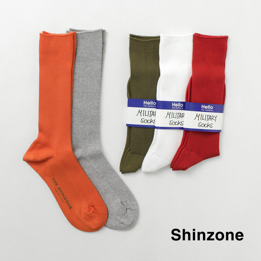 SHINZONE（シンゾーン） ミリタリー ソックス / ロングソックス 薄手 靴下 リブ レディース 日本製 23SMSIT01 MILITARY SOCKS