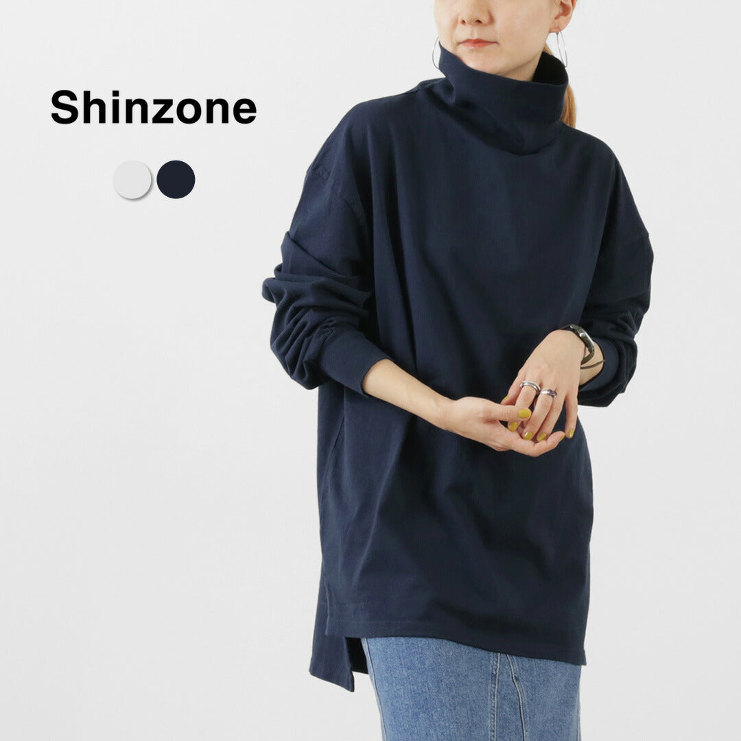 SHINZONE（シンゾーン） ハイネック オーバーTEE / レディース カットソー Tシャツ 長袖 タートルネック 無地 綿100％ 日本製 23AMSCU02