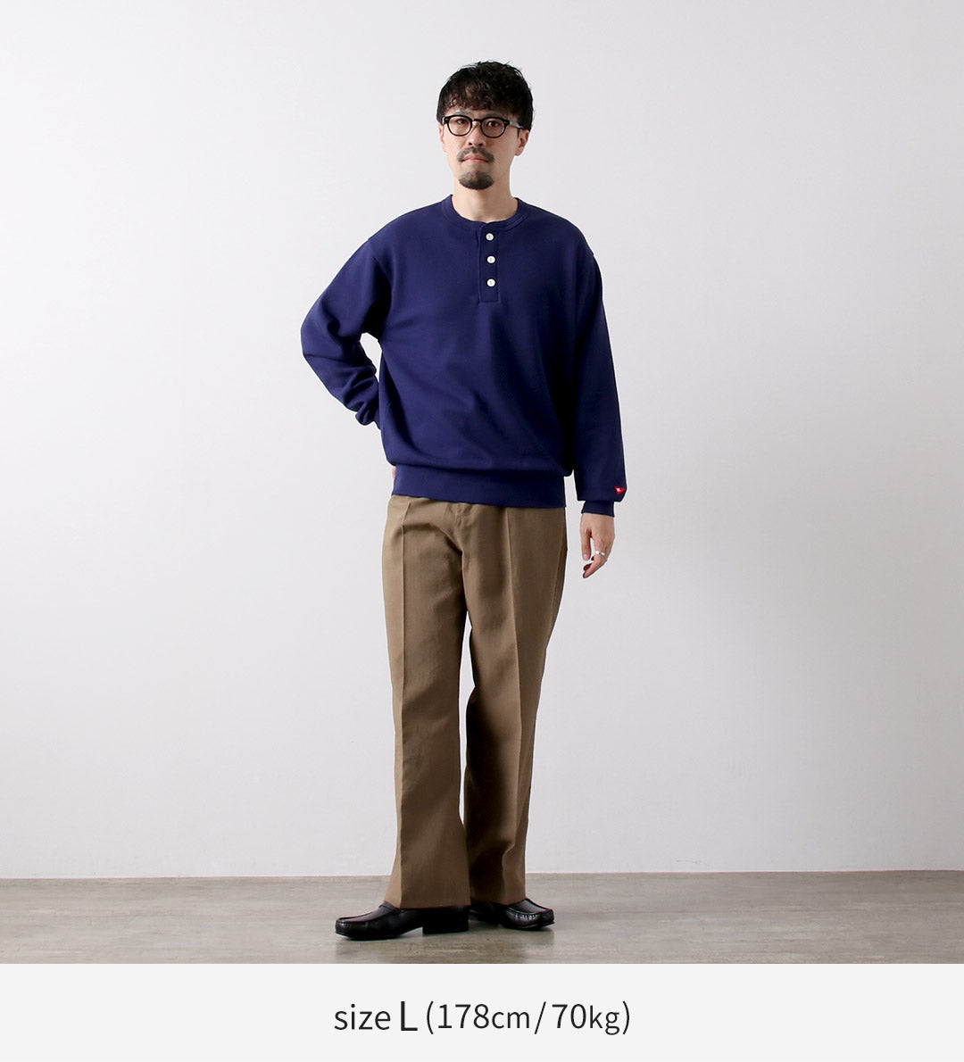 HEALTHKNIT（ヘルスニット） クラシックスウェット ヘンリーネック ロングスリーブ