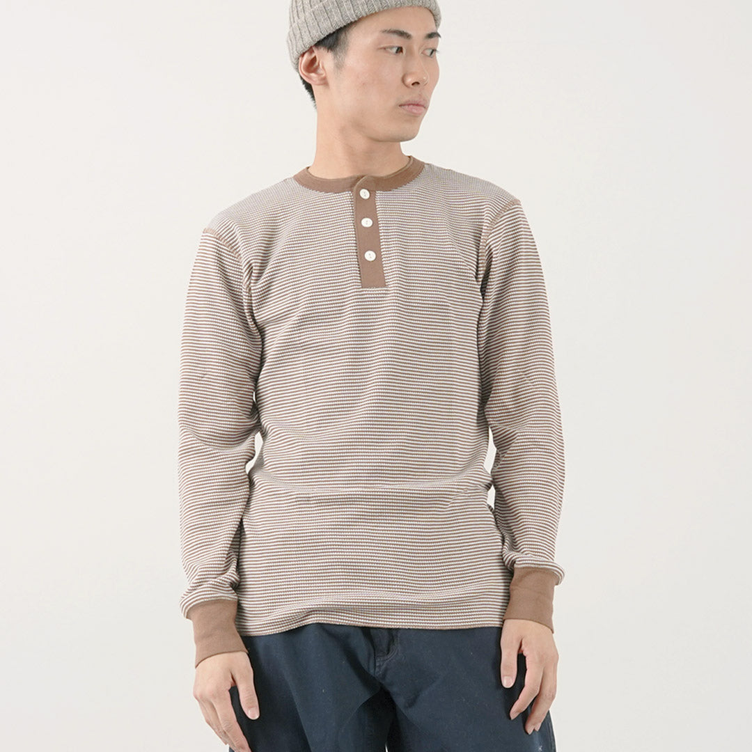 HEALTHKNIT（ヘルスニット） ベーシックワッフル ヘンリーネック ロングスリーブ / メンズ ロンT カットソー インナー Basic Waffle Henleyneck L/S