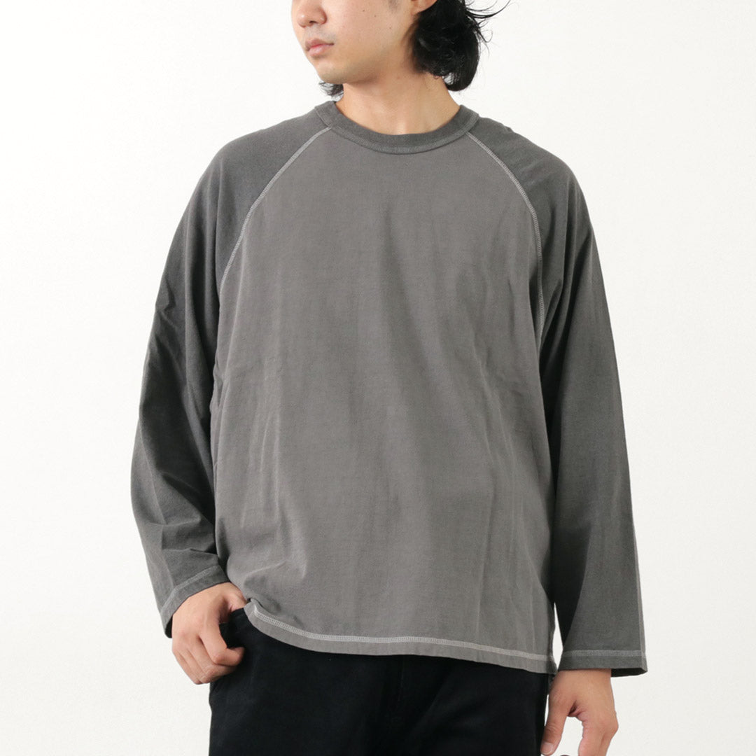 【30％OFF】MOC T（モクティー） オーバーダイ ベースボール ロングスリーブ ビッグTシャツ