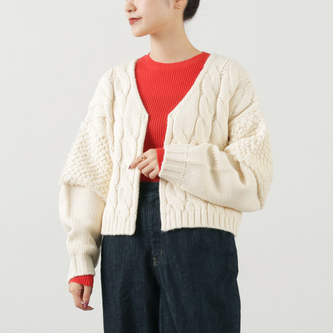 【30％OFF】KELEN（ケレン） MARL ループデザイン ニット カーディガン / レディース トップス ショート丈 長袖 羽織 ゆったり 暖かい MARL Loop Design Knit Cardigan【セール】