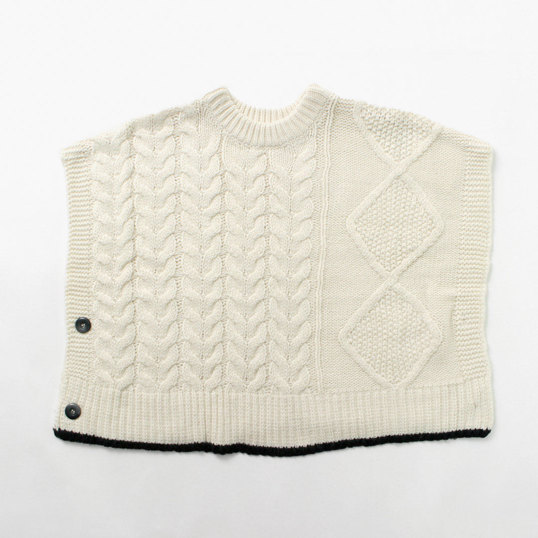 KELEN（ケレン） OSRAM 2WAY デザイン ニットジレ / レディース トップス ベスト ショート クルーネック ケーブル編み OSRAM ２Way Design Knit Gilet