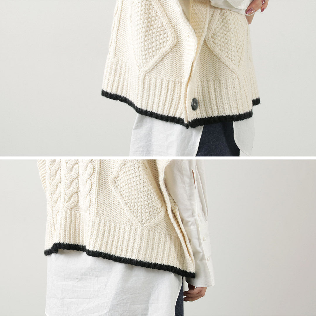 KELEN（ケレン） OSRAM 2WAY デザイン ニットジレ / レディース トップス ベスト ショート クルーネック ケーブル編み OSRAM ２Way Design Knit Gilet