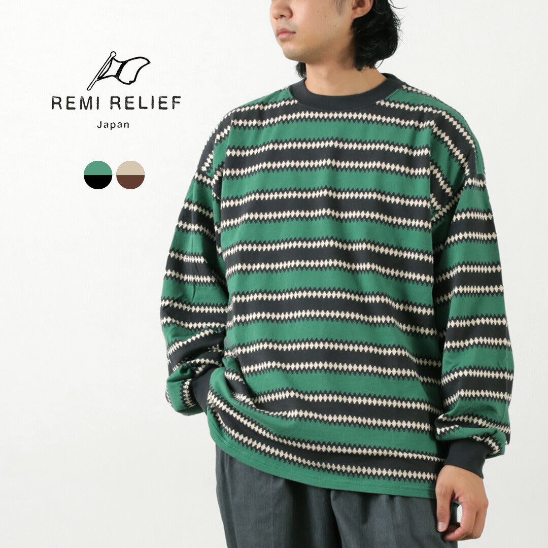 【20％OFF】REMI RELIEF（レミレリーフ） ネイティブボーダーロンT