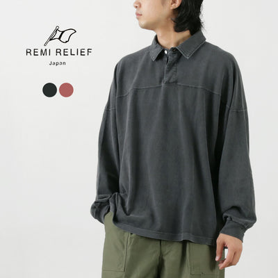 REMI RELIEF（レミレリーフ） 8/-天竺フットボールシャツ / トップス 長袖 綿 コットン ラガーシャツ 日本製 メンズ レディース