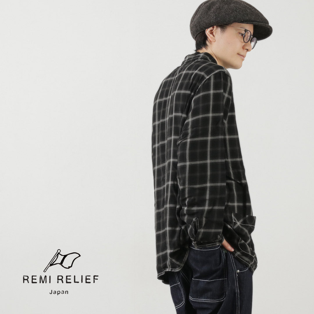 【20％OFF】REMI RELIEF（レミレリーフ） レーヨンチェックシャツ