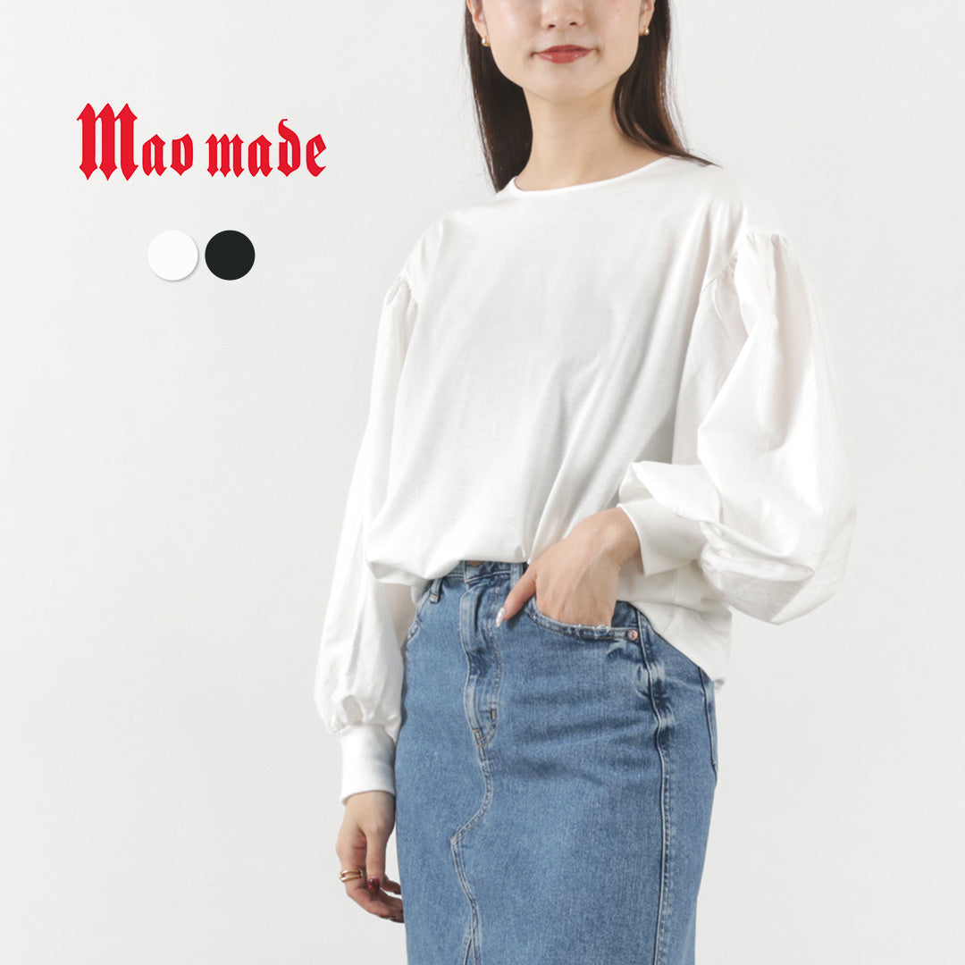 【30％OFF】MAO MADE（マオメイド） シルケット天竺 ボリュームスリーブTシャツ