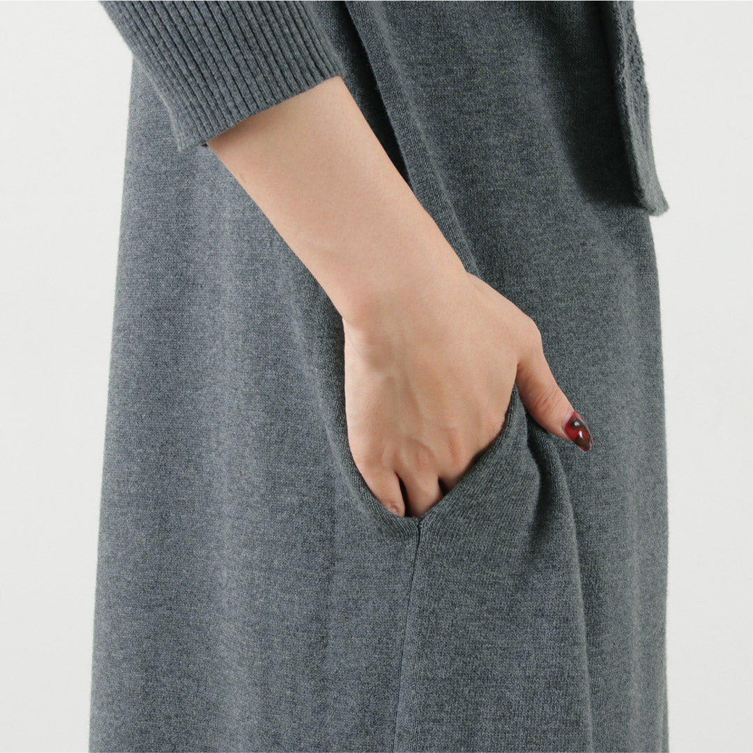 【まとめ買いで最大30％OFFクーポン】【20％OFF】MAO MADE（マオメイド） カラー別注 やわらかコットン レイヤード風 モックネック ワンピース / ロング丈 綿100％ ニット クリスマス プレゼント ギフト【セール】