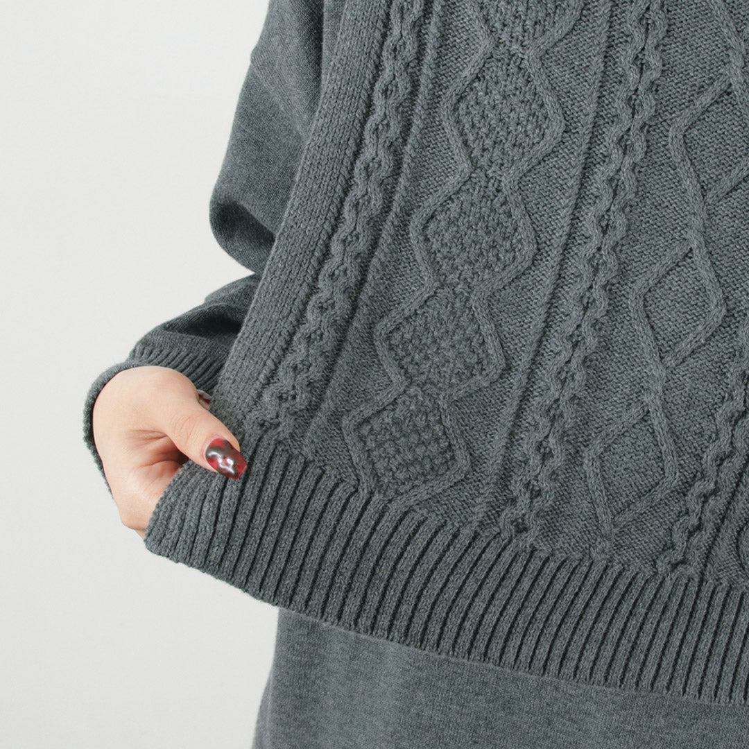 【まとめ買いで最大30％OFFクーポン】【20％OFF】MAO MADE（マオメイド） カラー別注 やわらかコットン レイヤード風 モックネック ワンピース / ロング丈 綿100％ ニット クリスマス プレゼント ギフト【セール】