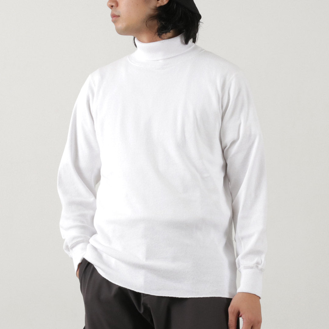 WALLA WALLA SPORT（ワラワラスポーツ） 1×1リブ タートルネック Tシャツ / メンズ カットソー 長袖無地 綿 コットン ロンT 日本製 RIDGE BIG HOOD L/S TEE SOLID