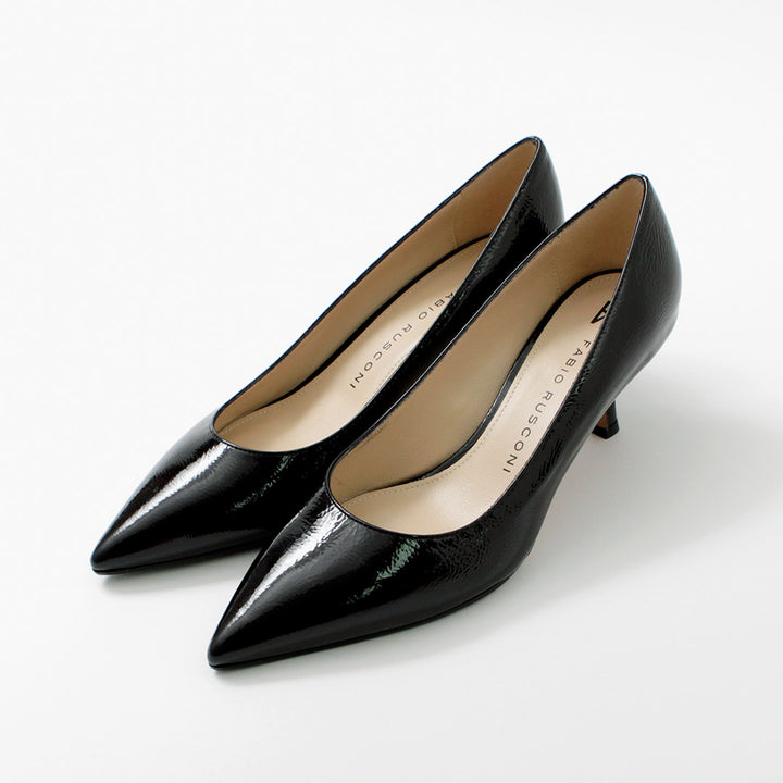 FABIO RUSCONI エナメル ブラック ポインテッドトゥ ミュール FABIO RUSCONI✨ポインテッドトゥ ミュール【37】黒 エナメル FABIO