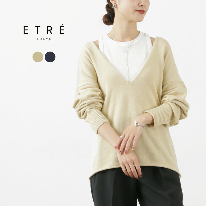 ETRE TOKYO（エトレトウキョウ） Vネックルージーニットトップス 