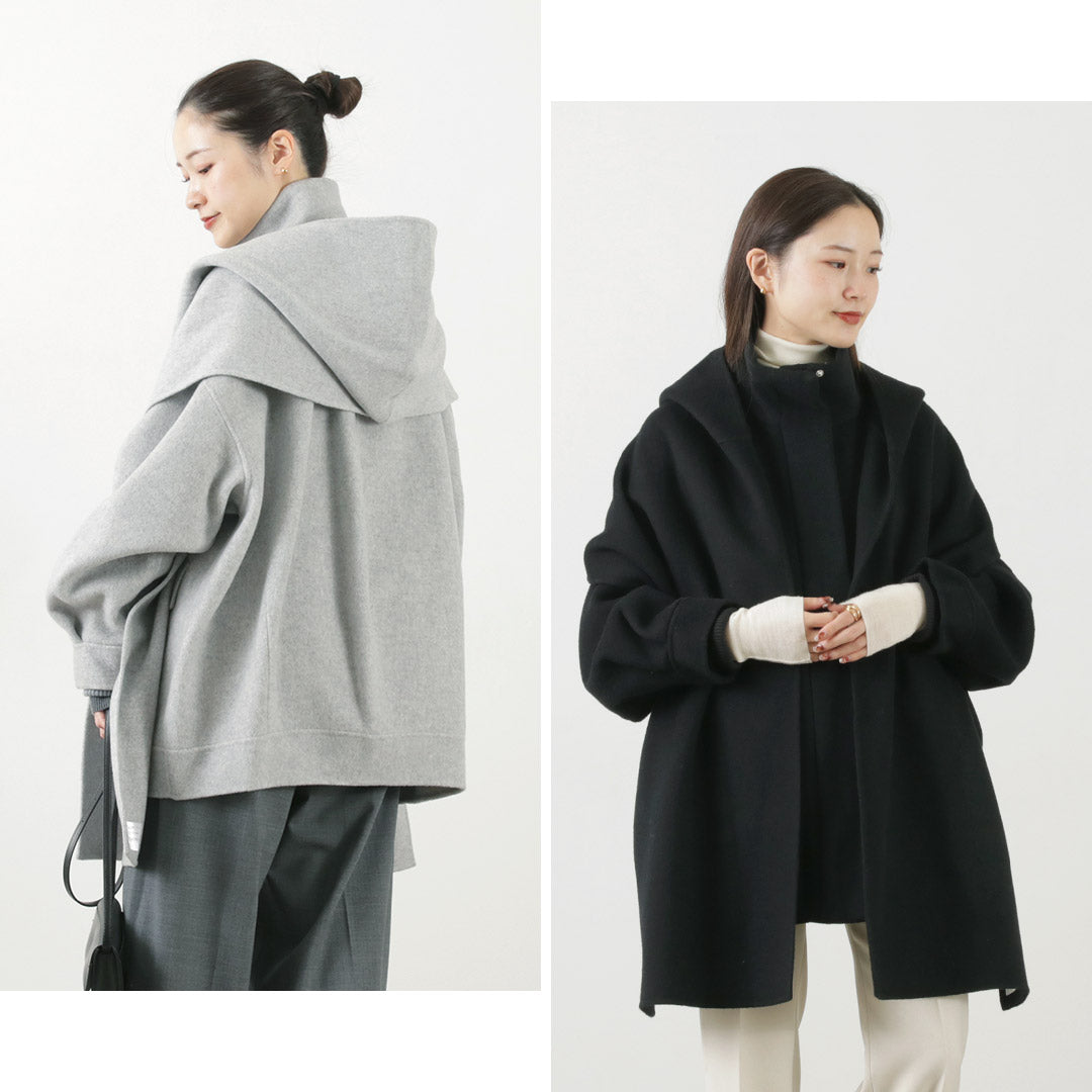 フーディーストールコクーンコート GREY S ストールカラーパディング