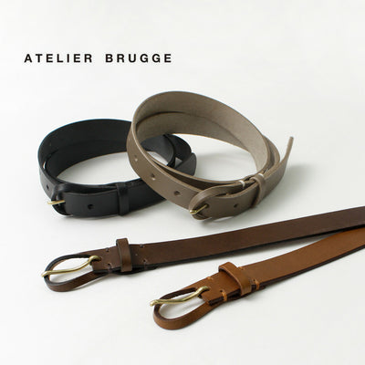 ATELIER BRUGGE（アトリエブルージュ） レザーバックル ベルト / レディース 本革 細い カジュアル 牛革 日本製 Leather Buckle Belt