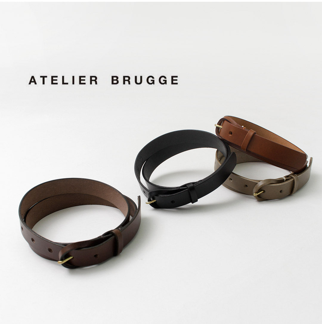 ATELIER BRUGGE（アトリエブルージュ） レザーバックル ベルト / レディース 本革 細い カジュアル 牛革 日本製 Leather Buckle Belt